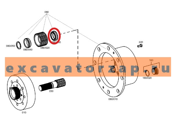 Подшипник 0750.117.597, 0750117597, 0750-117-597 (аналог, Турция) сателлита боровой передачи переднего моста экскаватора погрузчика CAT 416C, 416D, 420D, 424D, 426C, 428C, 428D, 430D, 432D, 436C, 438C, 438D, 442D