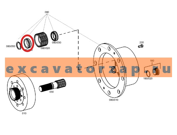 Подшипник 264-2769, 2642769 (аналог, Турция) сателлита боровой передачи переднего моста экскаватора погрузчика CAT 416C, 416D, 420D, 424D, 426C, 428C, 428D, 430D, 432D, 436C, 438C, 438D, 442D