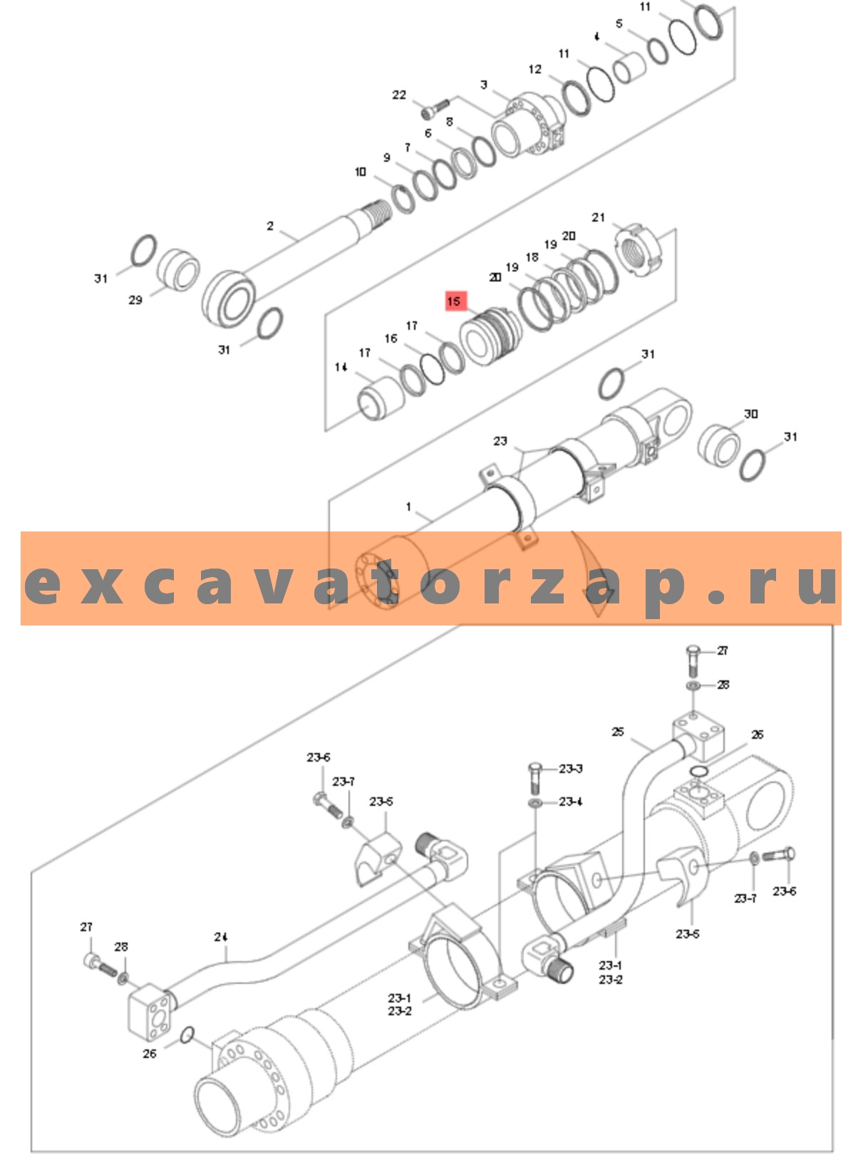 Поршень 31Y1-03810 гидроцилиндра ковша экскаватора HYUNDAI R130LC, R130LC3, R130W3, R140LC-7, R140LC-7A, R140W7, R140W7A, R210LC3, R210LC3H, R210LC7, R210LC7A, R210LC7H, R210LC9, R210LC9BC, R210LC9BH, R220LC9A, R290LC3, R290LC3H, R290LC7, R290LC7A, R290LC