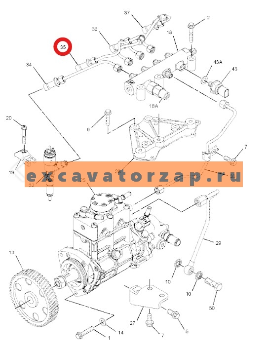Трубка 3525A212 (аналог) топливная (топл. рампа - форсунка 2-го цилиндра) двигателя PERKINS