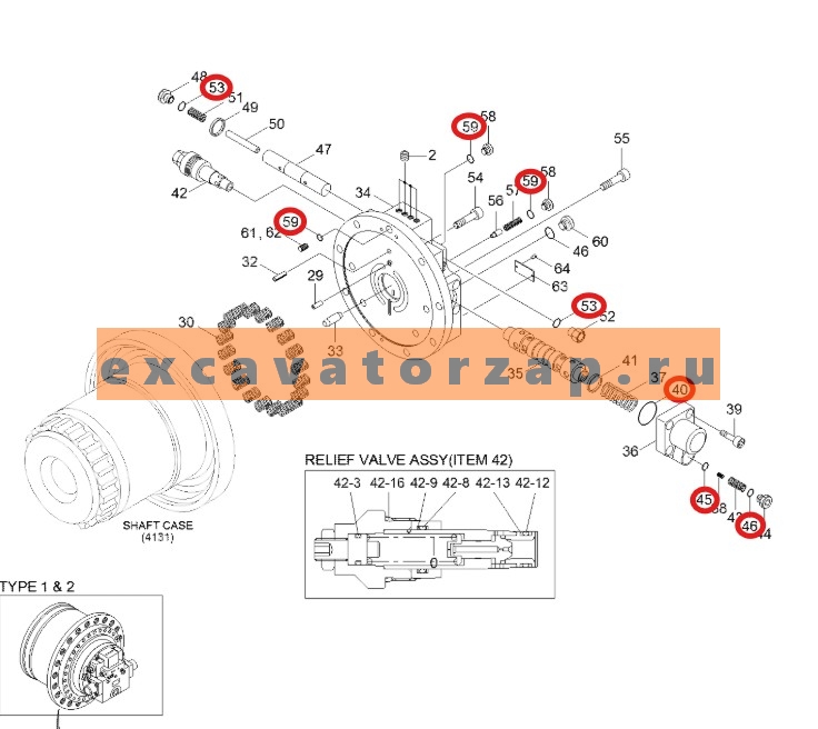 Ремкомплект гидромотора хода 39Q6-41810 экскаватора HYUNDAI HX220L, HX220NL, HX235L, HX260L, R210LC7A, R210LC9, R210LC9BC, R210LC9BH, R210NLC9, R215LC7, R220LC9A, R220NLC9A, R235LCR9, R235LCR9A, R250LC9, R250LC9A, R260LC9S