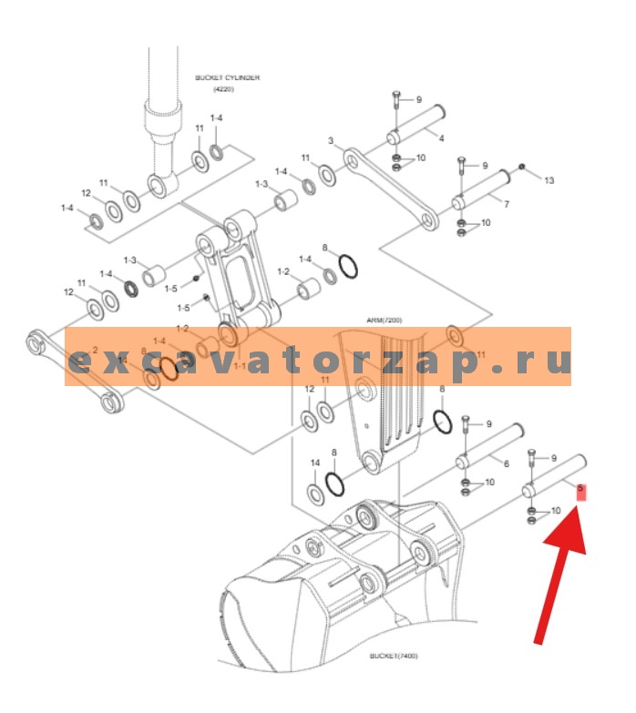 Палец 61EK-11102 (аналог, Корея), ковш-рукоять экскаватора HYUNDAI HX160L, HX180L, R160LC7, R160LC7A, R160LC9, R160LC9A, R160LC9S, R160W9A, R170W7, R170W7A, R170W9, R170W9S, R180LC7, R180LC7A, R180LC9, R180LC9A, R180LC9S, R180W9A, R180W9S, RB160LC9S