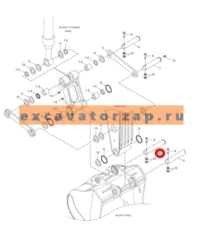 Палец 61EK-11110 (аналог, Корея), ковш-рукоять экскаватора HYUNDAI HX160L, HX180L, R160LC7, R160LC7A, R160LC9, R160LC9A, R160LC9S, R160W9A, R170W7, R170W7A, R170W9, R170W9S, R180LC7, R180LC7A, R180LC9, R180LC9A, R180LC9S, R180W9A, R180W9S, RB160LC9S