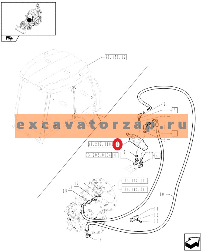 Главный тормозной цилиндр 87714038 экскаватора погрузчика New Holland B115