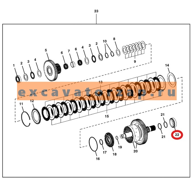 Подшипник AT435599 (аналог, FERSA) муфты КПП экскаватора погрузчика John Deere 315SK, 325J, 325K