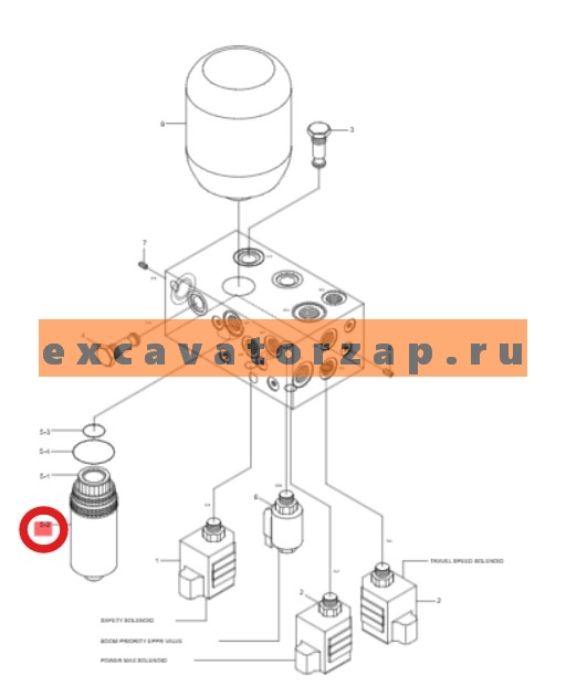 Корпус (стакан) ZGAW-00012 (аналог, КНР) (пилотного фильтра 31Q6-20340, без фильтроэлемента) экскаватора HYUNDAiI