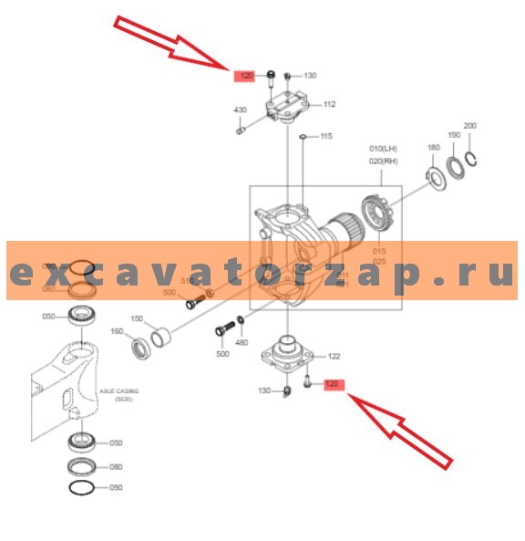 Болт шкворня 1.120-00144 переднего моста экскаватора Doosan