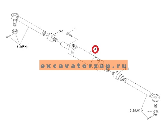 Гидроцилиндр 212.24.620.45, 2122462045 (АНАЛОГ) поворота колес переднего моста экскаватора HYUNDAI